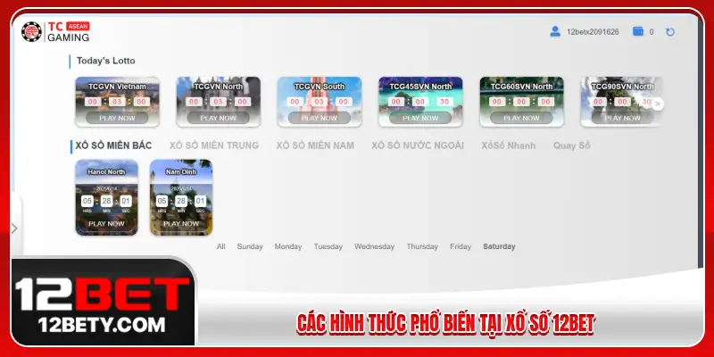 Các hình thức phổ biến tại xổ số 12BET